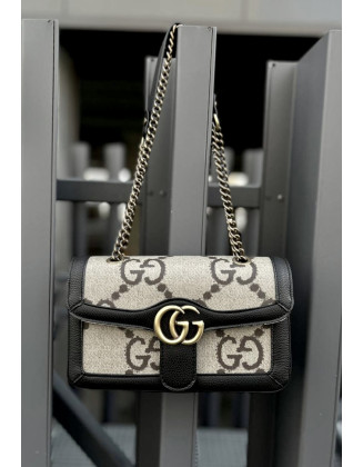 Сумка Gucci marmount бежево-чорна