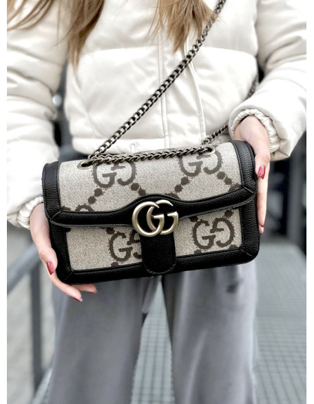 Сумка Gucci marmount бежево-чорна