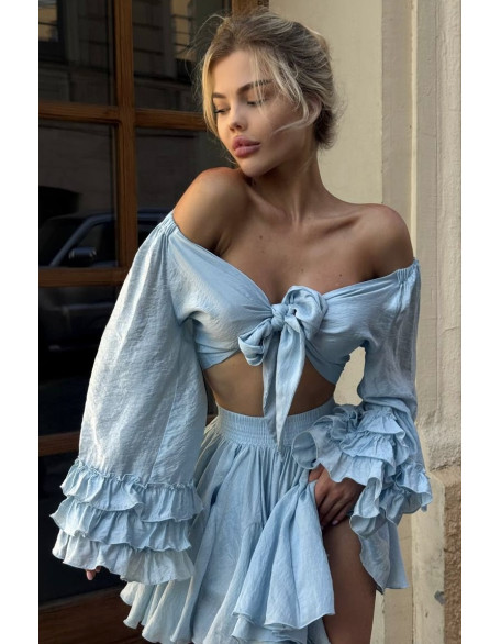 Літній легкий блакитний костюм із Tencel Літній легкий блакитний костюм із Tencel