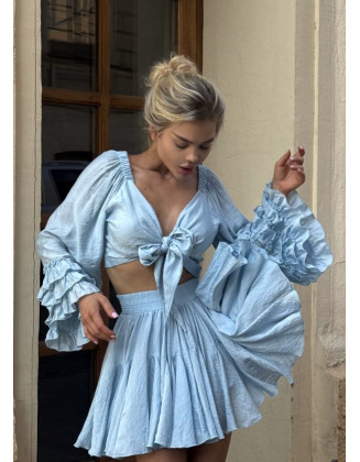 Літній легкий блакитний костюм із Tencel