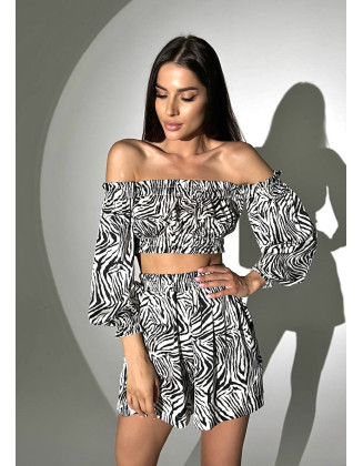 Шовковий костюм на резинці принт зебра 