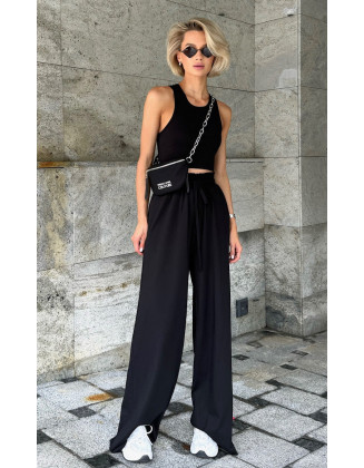 Костюм двійка з вільними штанами чорний