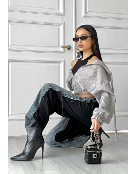Бомбер укорочений на блискавці сірий Бомбер укорочений на блискавці сірий
