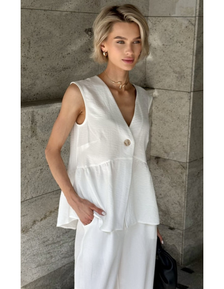 Легкий літній молочний костюм із натурального льону в стилі boho Легкий літній молочний костюм із натурального льону в стилі boho