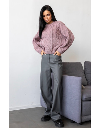 Светр з аранами кавовий