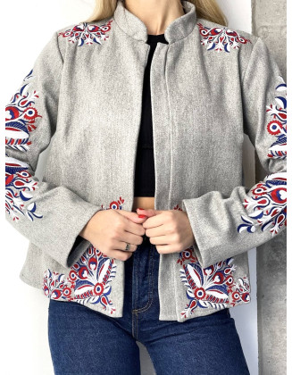Жакет кашеміровий без застібок сірий