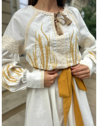 Сукня вишиванка біла золоте поле